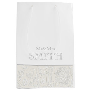 Elegante Hochzeit Mr&Mrs NAME Personalisierte Gesc Mittlere Geschenktüte