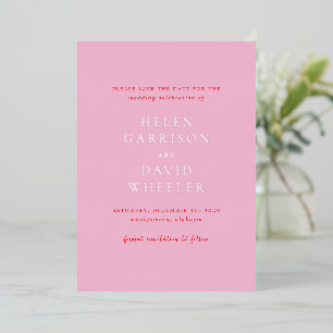 Elegante Hochzeit - Rosa und Rot - Save the Date Folieneinladung
