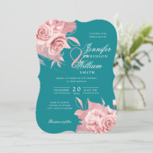 Elegante Hochzeit Rose Goldene Flora und Fauna Aqu