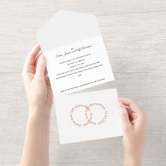 Elegante Hochzeit, Rosen-Gold geschriebene Namen, All-in-One-Einladung