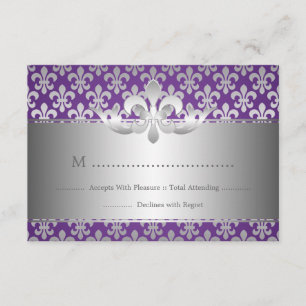 Elegante Hochzeit RSVP Fleur De Lis Lila Karte