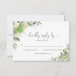 Elegante Hochzeit-RSVP-Karte mit Hortensien RSVP Karte