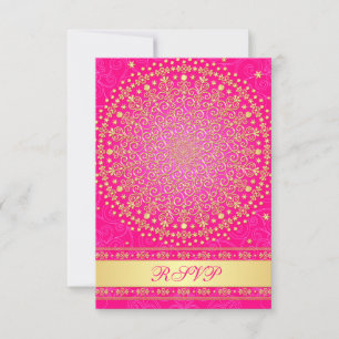 Elegante Hochzeit-RSVP-Karte mit rosa und goldenen RSVP Karte