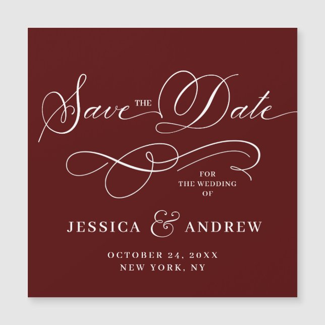 Elegante Hochzeit Save the Date einfache Magnetkar Magnetkarte (Vorderseite)