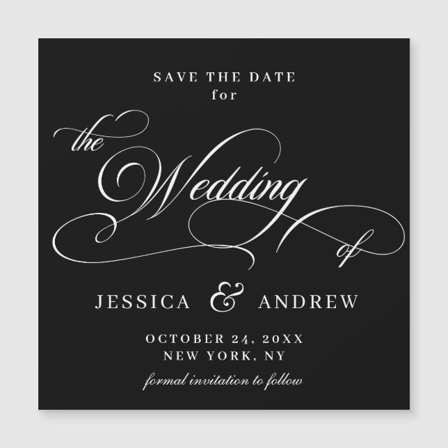 Elegante Hochzeit Save the Date einfache Magnetkar Magnetkarte (Vorderseite)