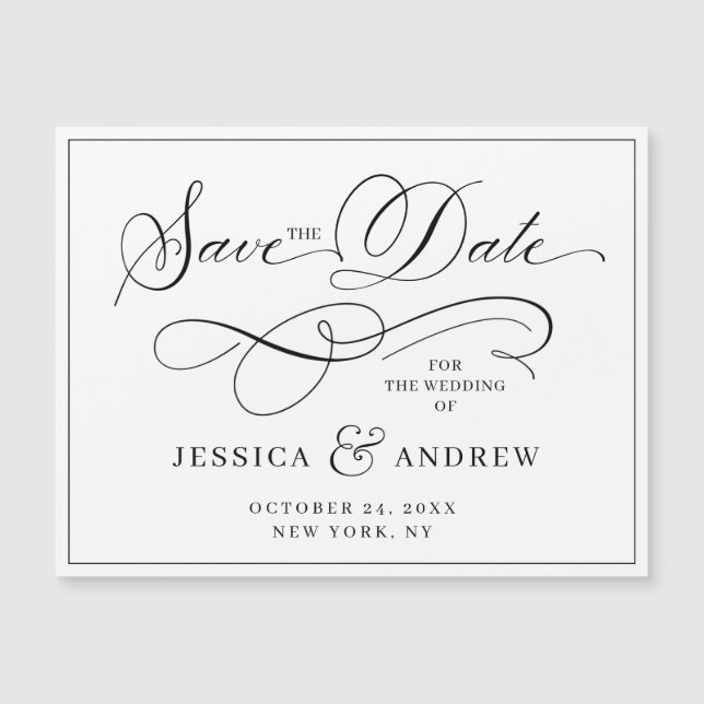 Elegante Hochzeit Save the Date einfache Magnetkar Magnetkarte (Vorderseite)