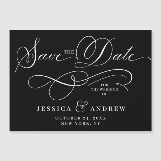 Elegante Hochzeit Save the Date einfache Magnetkar Magnetkarte (Vorderseite)