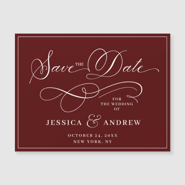 Elegante Hochzeit Save the Date einfache Magnetkar Magnetkarte (Vorderseite)