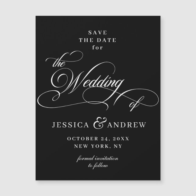 Elegante Hochzeit Save the Date einfache Magnetkar Magnetkarte (Vorderseite)