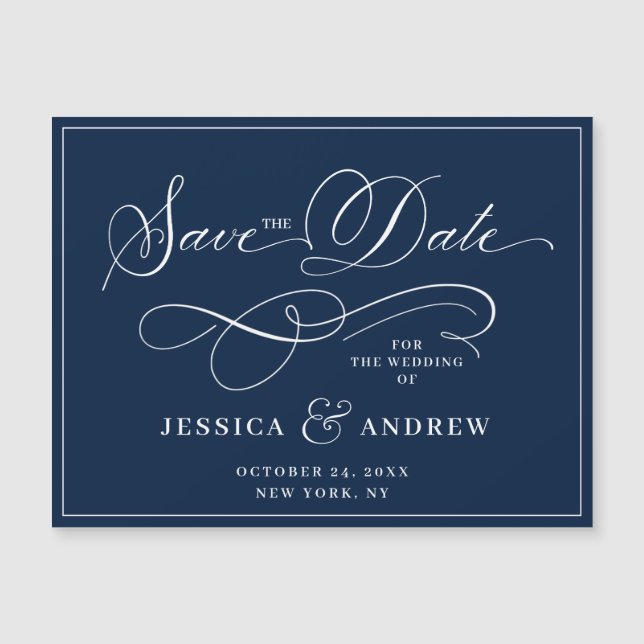 Elegante Hochzeit Save the Date einfache Magnetkar Magnetkarte (Vorderseite)