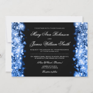 Elegante Hochzeit Save The Date Lights Blue Einladung