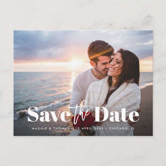 Elegante Hochzeit Save the Date Postkarte (Vorderseite)