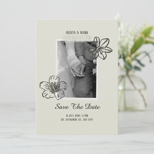 Elegante Hochzeit Save-the-Date Save The Date (Stehend Vorderseite)