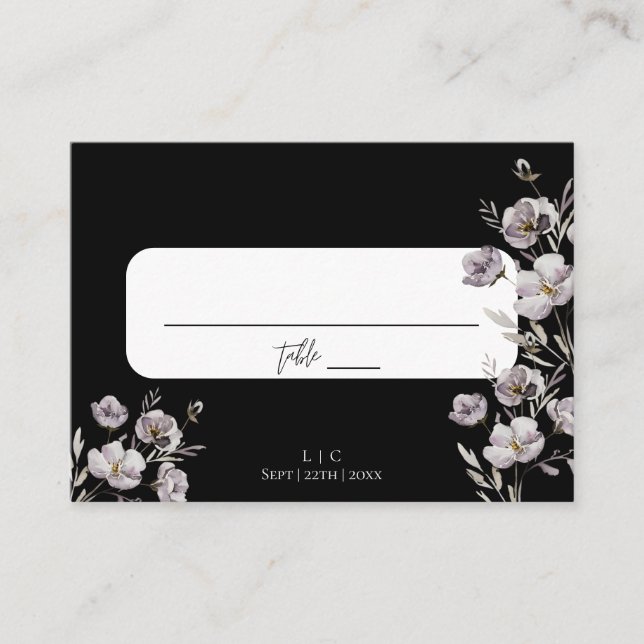 Elegante Hochzeit schwarz Aquarell vielen Dank Platzkarte (Vorderseite)