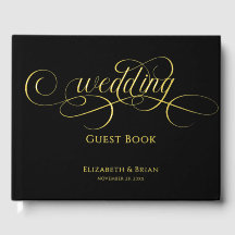 Elegante Hochzeit Schwarz und Gold Schrift Kalligr