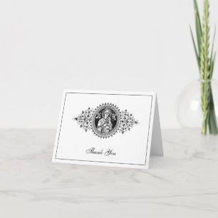 Elegante Hochzeit Schwarz & Weiß Religiöse Dankesc Dankeskarte
