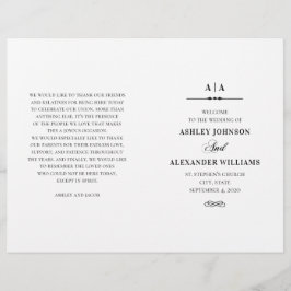 Elegante Hochzeit. Schwarzweiß-Programm gefaltet