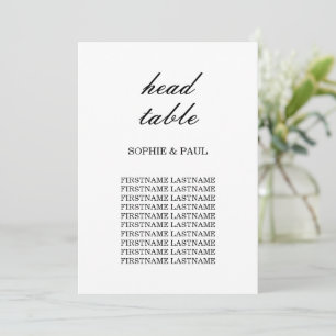 Elegante Hochzeit Sitzplan Kopf Tisch Karte