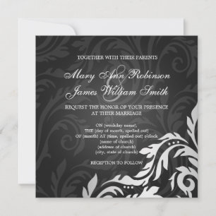 Elegante Hochzeit Spiral-Schwung Schwarz Einladung