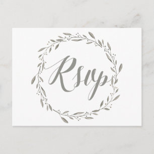 Elegante Hochzeit UAWG Postkarten Grau Blumenkranz