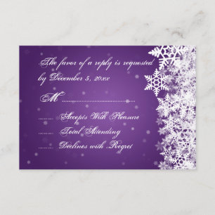 Elegante Hochzeit UAWG Winter-Schneeflocken lila RSVP Karte