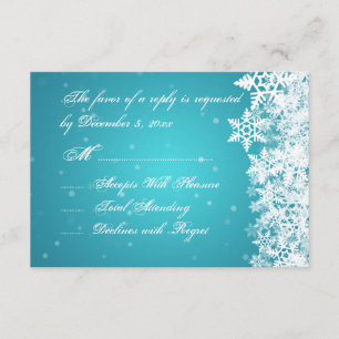 Elegante Hochzeit UAWG Winter Snowflakes Blau RSVP Karte
