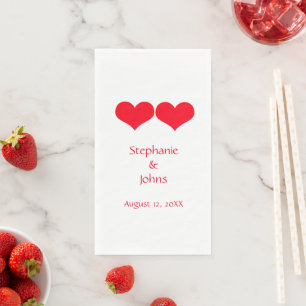 Elegante Hochzeit Verlobung Rote Herzen Süßes Paar Serviette