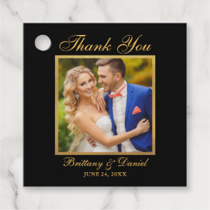 Elegante Hochzeit Vielen Dank Foto Black and Gold Geschenkanhänger