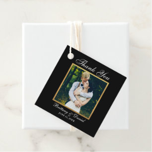 Elegante Hochzeit Vielen Dank Foto Black Gold Geschenkanhänger