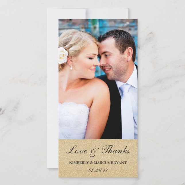 Elegante Hochzeit Vielen Dank Foto Card / Champagn Dankeskarte (Vorderseite)