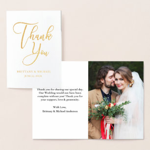 Elegante Hochzeit Vielen Dank Foto Gold Folienkarte