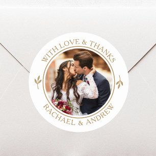Elegante Hochzeit Vielen Dank Foto Gold Runder Aufkleber