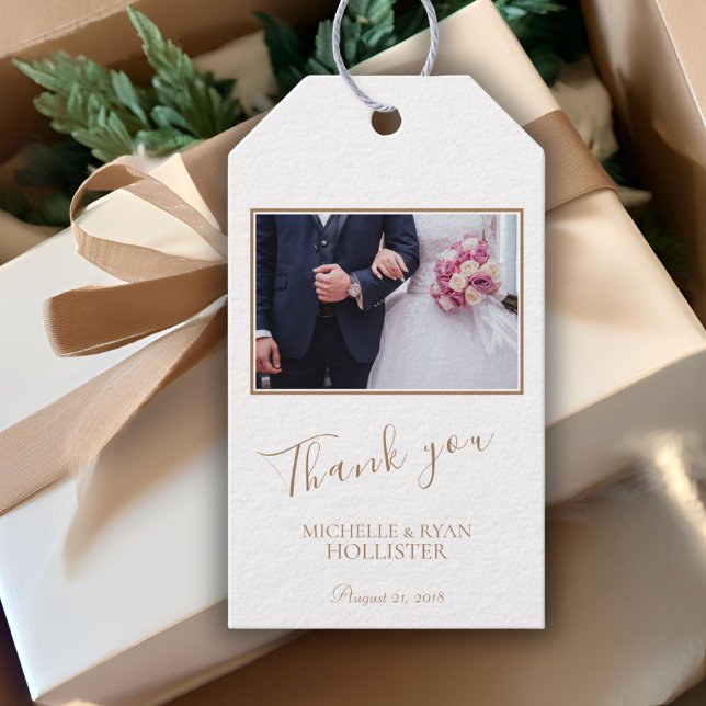 Elegante Hochzeit Vielen Dank Personalizable Foto Geschenkanhänger (Von Creator hochgeladen)