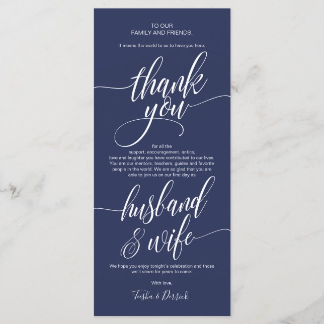 Elegante Hochzeit Vielen Dank Platzierung Karte (Vorderseite)