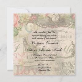 Elegante Hochzeit Vintage Ehe Antike Vintag Einladung