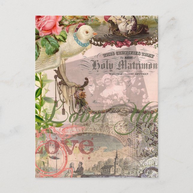 Elegante Hochzeit Vintage Ehe Antike Vintag Postkarte (Vorderseite)