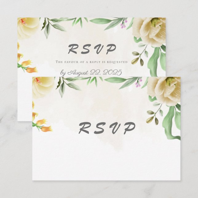 Elegante Hochzeit von Bird Floral RSVP Karte (Vorne/Hinten)