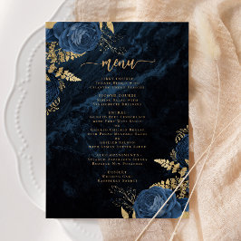 Elegante Hochzeit von Blue Gold Floral Einladung