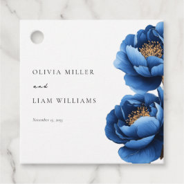 Elegante Hochzeit von Blue Gold Floral Geschenkanhänger