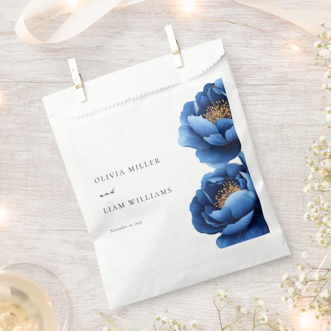 Elegante Hochzeit von Blue Gold Floral Geschenktütchen (Ausgeschnitten)