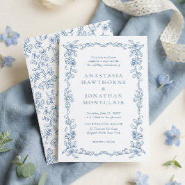 Elegante Hochzeit von Blue Vintag Floral Einladung
