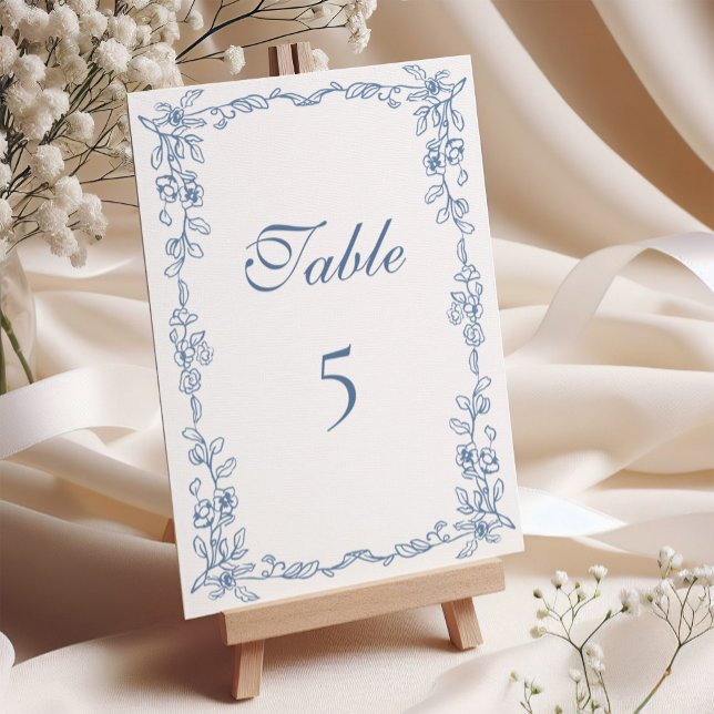 Elegante Hochzeit von Blue Vintag Floral Tischnummer (Von Creator hochgeladen)