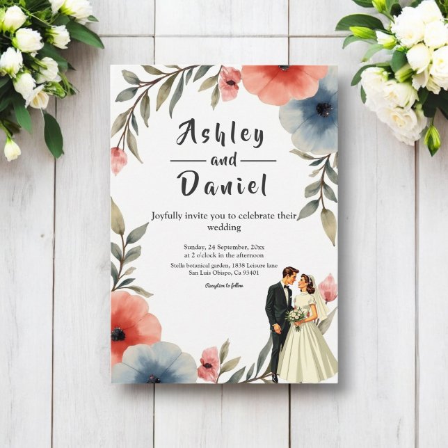 Elegante Hochzeit von Braut und Gewässer Einladung (Von Creator hochgeladen)