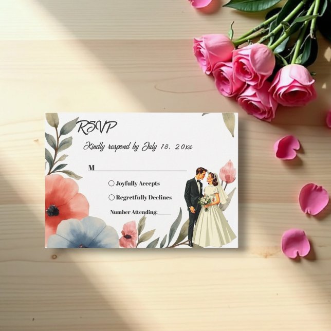 Elegante Hochzeit von Braut und Gewässer RSVP Karte (Von Creator hochgeladen)