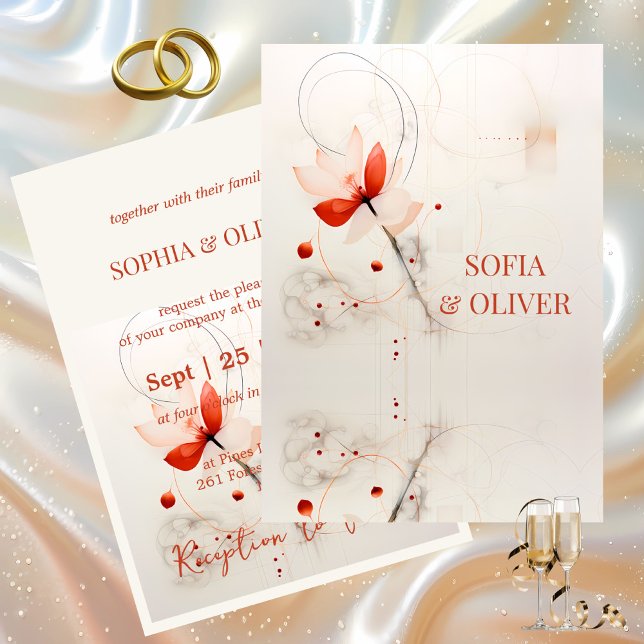Elegante Hochzeit von Cream und Roten Poppies Einladung (Von Creator hochgeladen)