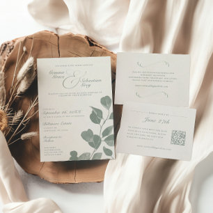 Elegante Hochzeit von Elfenbein & Sage Fall Botani Einladung
