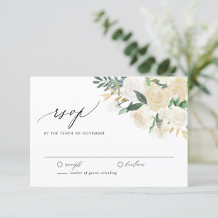 Elegante Hochzeit von Elfenbein und Grün RSVP Karte