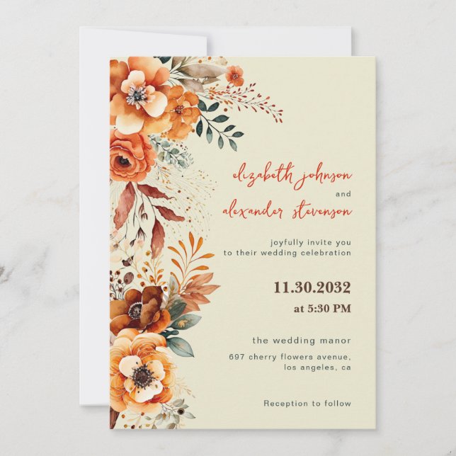 Elegante Hochzeit von Flora und Fauna 1 Foto Einladung (Vorderseite)