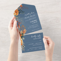 Elegante Hochzeit von Flora und Fauna Blau
