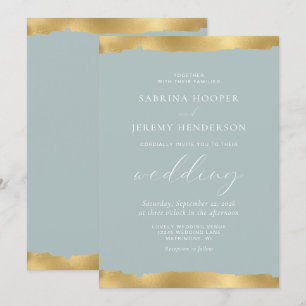 Elegante Hochzeit von Gold Torn Edge Sea Glass Einladung